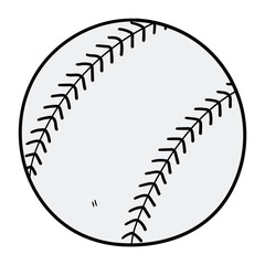 Hand drawn cartoon baseball ball on white background.
