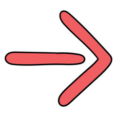 Hand drawn cartoon red arrow on a white background.