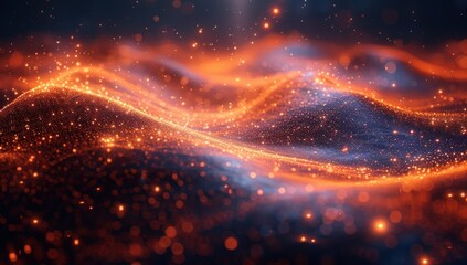 Obraz premium Abstract Glowing Particles and Waves
