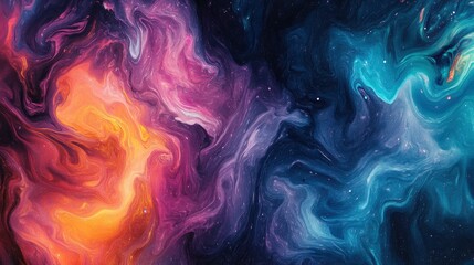 Fototapeta premium A fluid abstract design with swirling patterns of rich colors, resembling marble or a cosmic nebula , ai