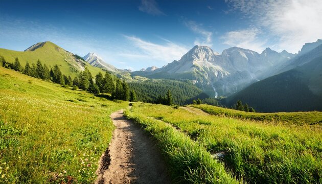 Summer landscape in mountains with trail 