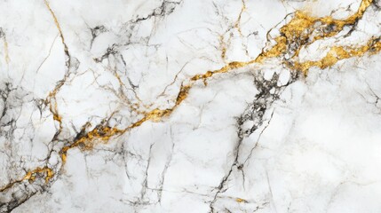 Fototapeta premium Abstract background featuring marble texture and gold glitter, white marble background with cracked golden elements.