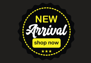 New arrival label, badge or banner design element template. Clothes tag layout with message pointing on new item from renewed collection.eps10