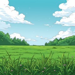 Obraz premium Green field with sky