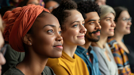 People of various ethnicities, genders, and abilities participating in a community event, promoting diversity