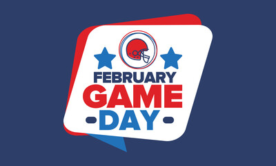 Game Day. American football playoff. Super Party in United States. Final game of regular season. Professional team championship. Ball for american football. Sport poster. Vector illustration