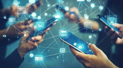 Interconnected Smartphone Users Forming a Digital Network