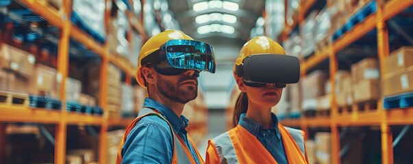 Warehouse Workers Using Glasses for Smart Inventory Management Merging Technology and Human Labor