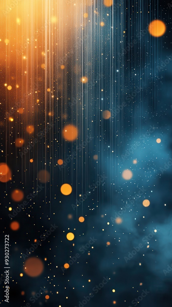 Wall mural a gentle rain of light particles falling, creating a calming and peaceful visual effect