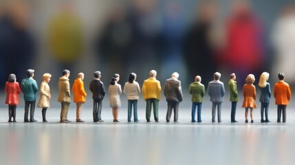 Miniature Figures of People Standing in a Row