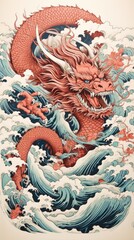 Fototapeta premium Chinese dragon drawing representation creativity.