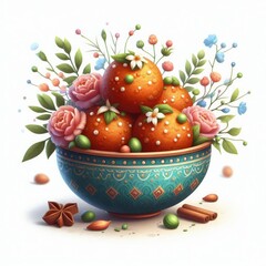 Laddu indian dessert food isolated on a white background