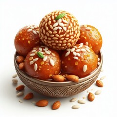Laddu indian dessert food isolated on a white background