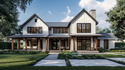 Modern Farmhouse with Rustic Charm Architectural Design