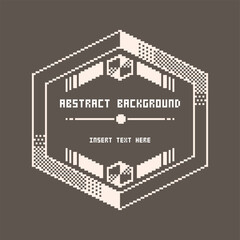 Minimal 1-bit Pixel Art Styled White Hexagonal Logotype Template on Dark Brown Background