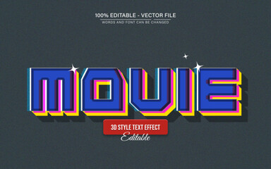 Movie colorful retro vintage style text effect