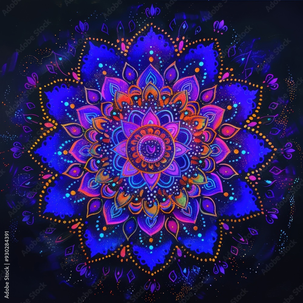 Wall mural Glowing mandala art