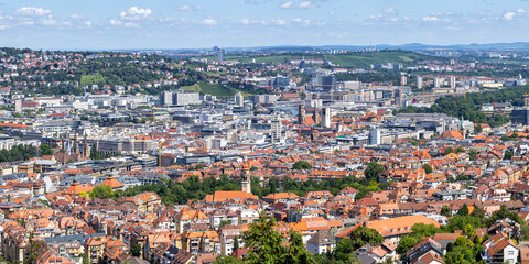 View of downtown Stuttgart skyline panorama in Germany