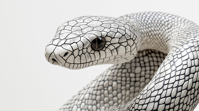 black and white rattlesnake on solid background