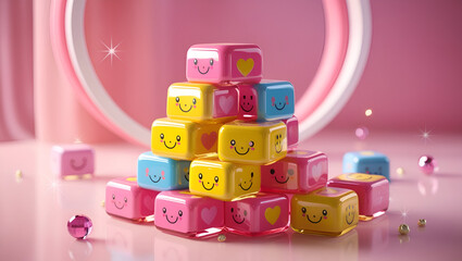 Sparkling Delight Stacked Kawaii Cubes