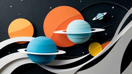 Orbiting Dreams A Layered Cosmic Scene