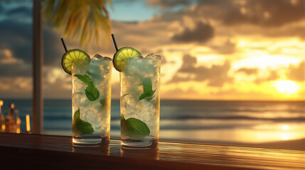 two glass of coctails on bar