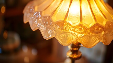 Glowing Antique Glass Lamp Exuding Timeless Vintage Charm and Cozy Ambiance