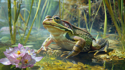 Frog in its natural habitat, illustrating the study of amphibians in biology and nature