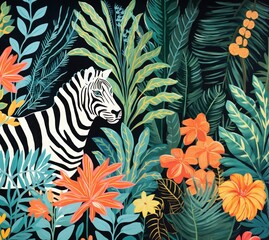 Jungle safari pattern nature plant.