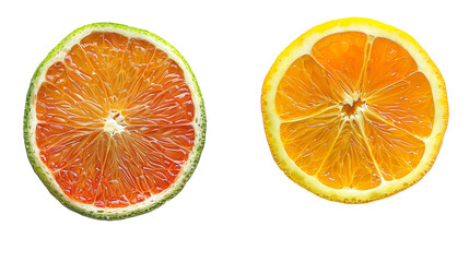 Fototapeta premium slice of orange, or round citrus isolated on transparent background, citrus slices cut out 