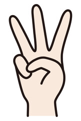 手のベクターイラスト。ハンドサイン、アイコン、線