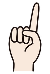 手のベクターイラスト。ハンドサイン、指、指さす、アイコン、線