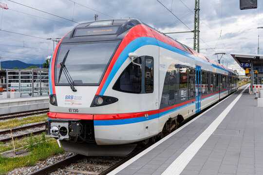 Stadler FLIRT regional train operated by BRB Bayerische Regiobahn in Freilassing, Germany