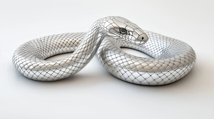 Fototapeta premium black and white rattlesnake on solid background