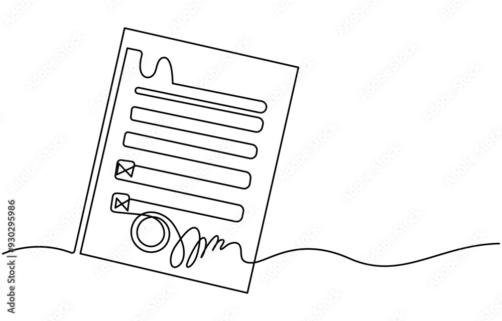 Poster one continuous line vector drawing of a folder. outline documents background icon. saving securities
