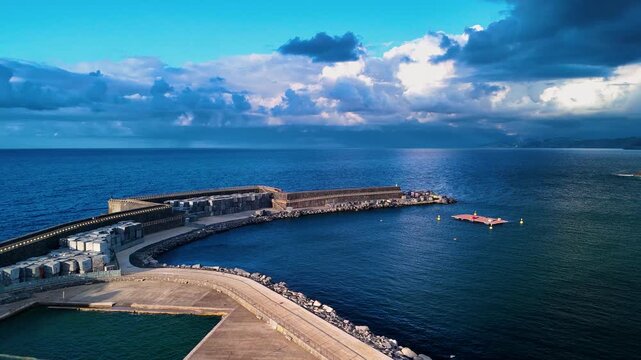Motrico wave power plant, power plant for generating electricity generated by the movement of waves. Motrico. Bajo Deva in the province of Guip&uacute;zcoa. Basque Country. Spain. Europe

