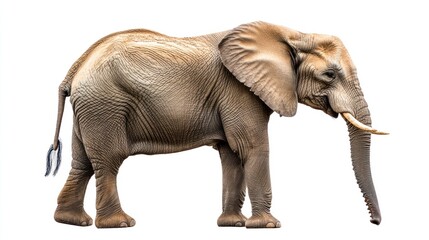 Fototapeta premium African Elephant Standing on White Background
