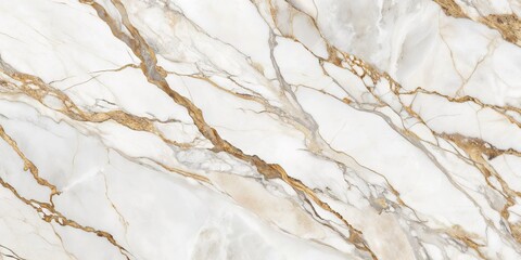 Luxurious white Italian Statuario marble texture featuring glossy finish, subtle brown streaks, and intricate veining, perfect for digital wall tile or upscale design backgrounds. © Man888