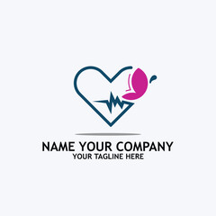 Creative design logo ideas heart with butterfly  become a brand symbol for your business, the concept icons