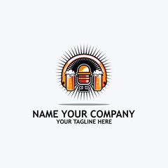 beer podcast  with headphone earphone logo icon emblem