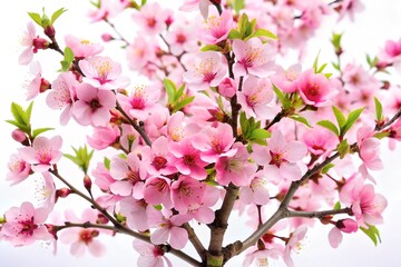 Fototapeta premium Blossoming tree pink flower on white background