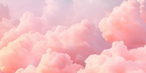 Fototapeta premium Full frame abstract background with colorful clouds on pink background. Pink fluffy clouds in the sky like cotton candy dream fantasy soft background