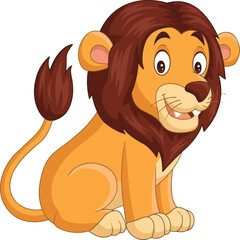 Cute baby lion vector art and illustration