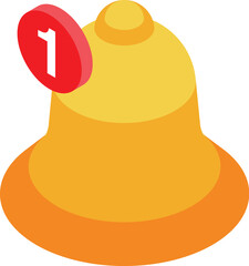 Yellow notification bell is ringing to announce one new notification