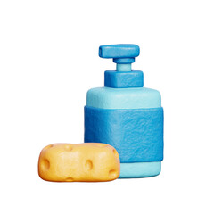 Soap, Market grocery store and supermarket, Food products, Shopping and delivery service, 3D rendering.