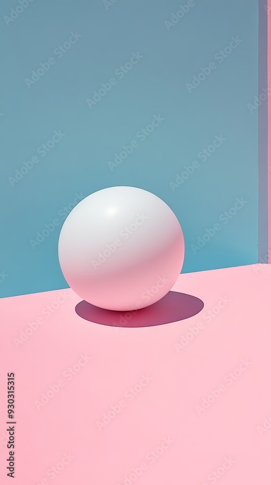 Wall mural White sphere on pink and blue background