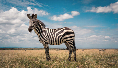 Naklejka premium Zebra on the savannah