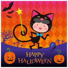 ハロウィンのキャラクター_黒ネコ