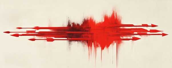 Abstract artwork with red arrow shapes on