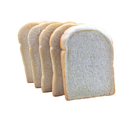 Slices of white bread stacked on top of each other, with transparent image.